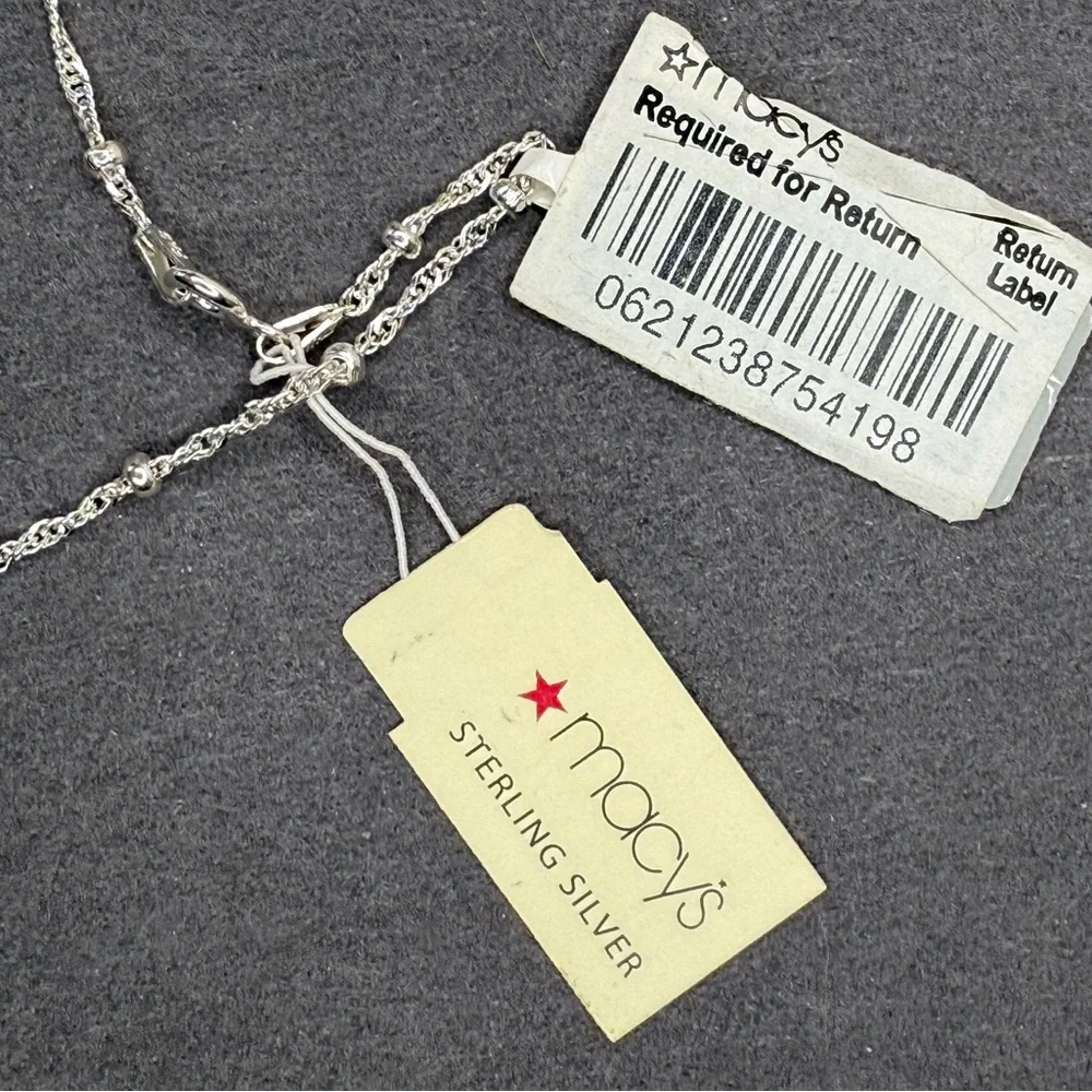 Sterling Silver Singapore Chain with Bead Stations – 24” – Italian .925 – FAS - Picture 6 of 7